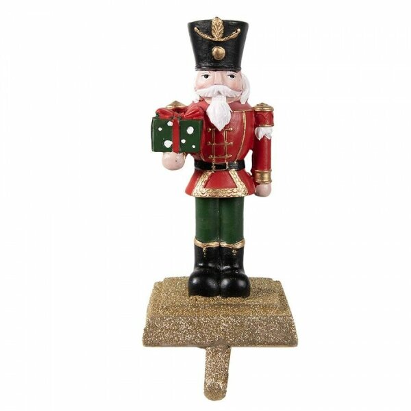 6PR3950 Clayre&Eef Haken für Weihnachtssocke Nussknacker 25 cm Polyresin Weihnachtsdeko