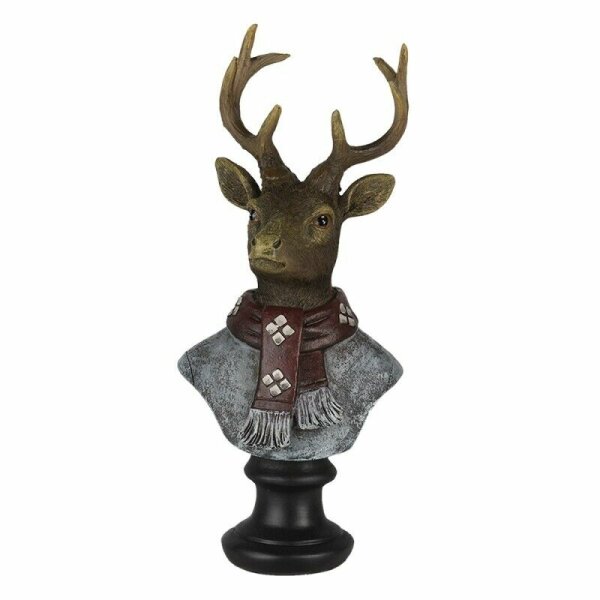 6PR4611 Clayre & Eef Figur Hirsch Büste braun 10 x 9 x 23 cm Polyresin Weihnachtsdeko