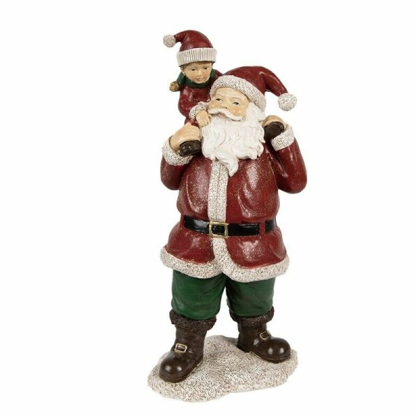 6PR3936 Clayre & Eef Figur Weihnachtsmann mit Kind Polyresin Weihnachtsdekoration