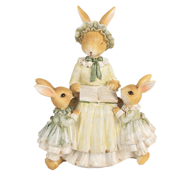 6PR5022 Clayre & Eef Figur Hase Kaninchen 19 cm braun/grün Polyresin Frühling Osterdeko