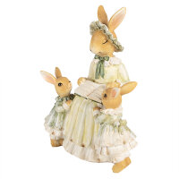 6PR5022 Clayre & Eef Figur Hase Kaninchen 19 cm braun/grün Polyresin Frühling Osterdeko