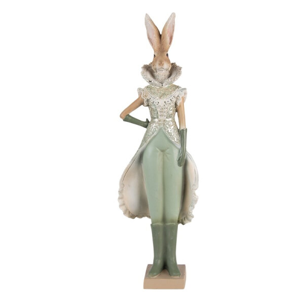 6PR3590 Clayre & Eef Figur Hase Hasenfrau edel 44 cm grün Polyresin Osterdeko