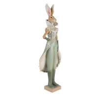 6PR3590 Clayre & Eef Figur Hase Hasenfrau edel 44 cm grün Polyresin Osterdeko