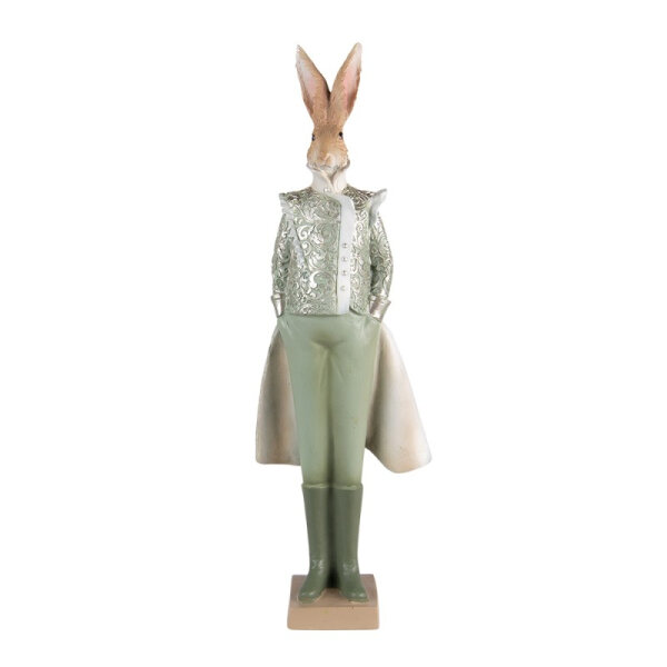 6PR3589 Clayre & Eef Figur Hase Hasenmann edel 44 cm grün Polyresin Osterdeko