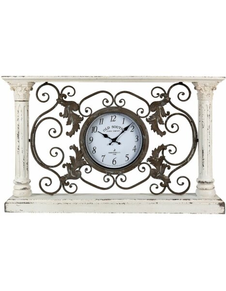 5KL0213 Clayre & Eef Uhr stehend 76 x 48 cm weiss Holz/Metall