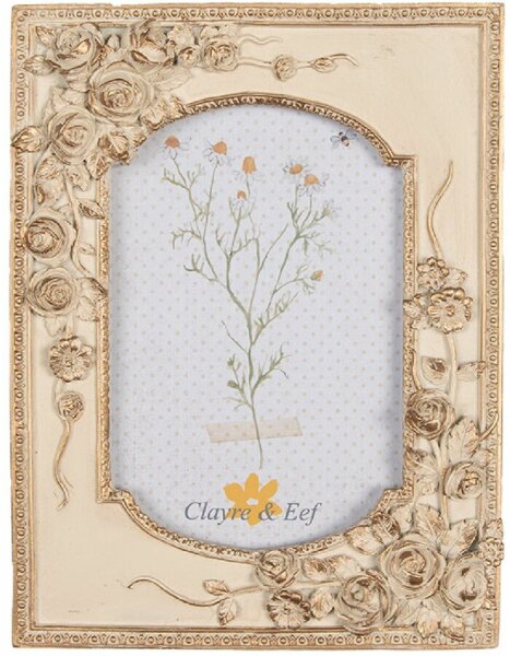 2F1057 Clayre & Eef Shabby Bilderrahmen/Fotorahmen Polyresin beige für Foto 10 x 15 cm