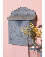 6Y2359 Clayre & Eef Briefkasten grau aus Metall Wandbriefkasten 26 cm x 10 cm x 35 cm