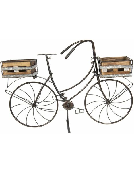 5Y0546 Clayre & Eef Fahrrad-Blumenhalter Eisen braun Fahrrad Gartendeko 85x30x58 cm