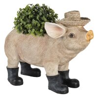 6PR3372 Clayre & Eef Blumentopf Schwein Innenblumentopf 33 x 15 x 24 cm beige Polyresin