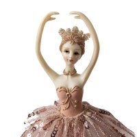 65253 Clayre & Eef Spieluhr Ballerina rosa Ø 11 x 29 cm Melodie Schwanensee Polyresin