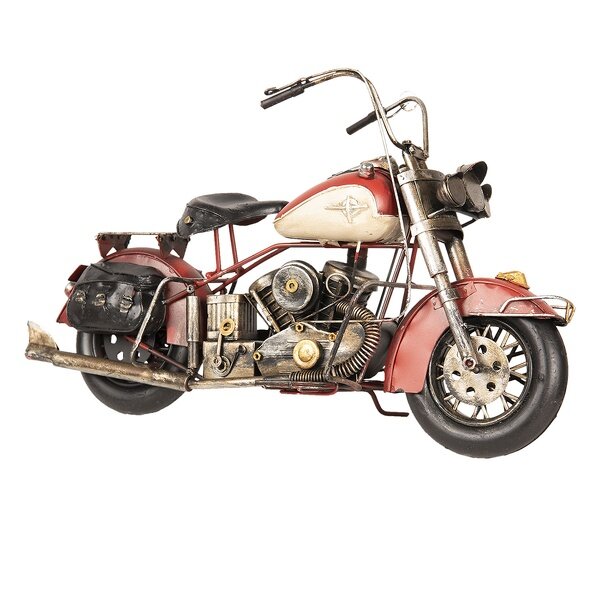 MO0024 Clayre & Eef Dekoratives Miniatur-Motorrad Metall/Kunststoff rot 42 x 17 x 24 cm