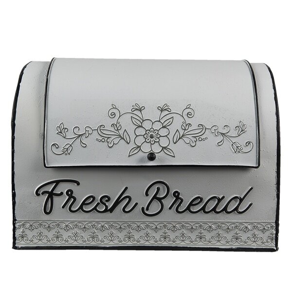 6Y4779 Clayre & Eef Brotkasten Blumen Aufbewahrungsbox Metall weiß/braun 30x 20 x20 cm