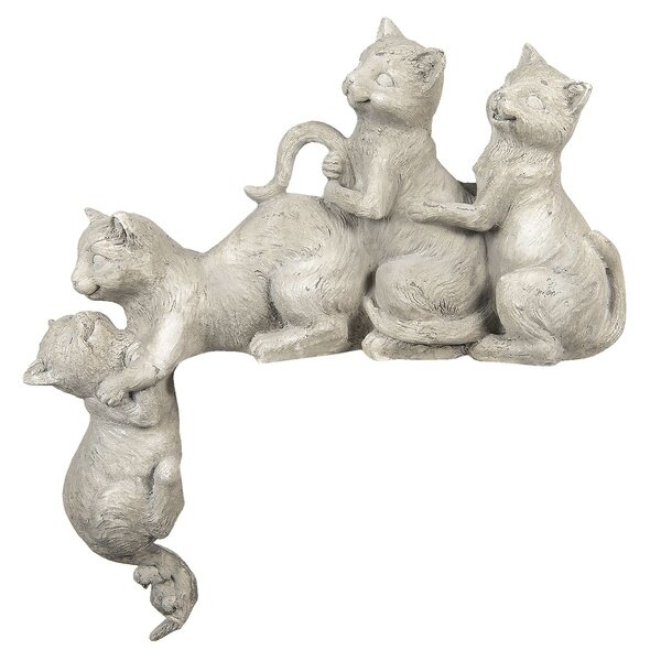 6PR2901 Clayre & Eef Figur Katzen grau 47cm x 13 cm x 51 cm Polyresin