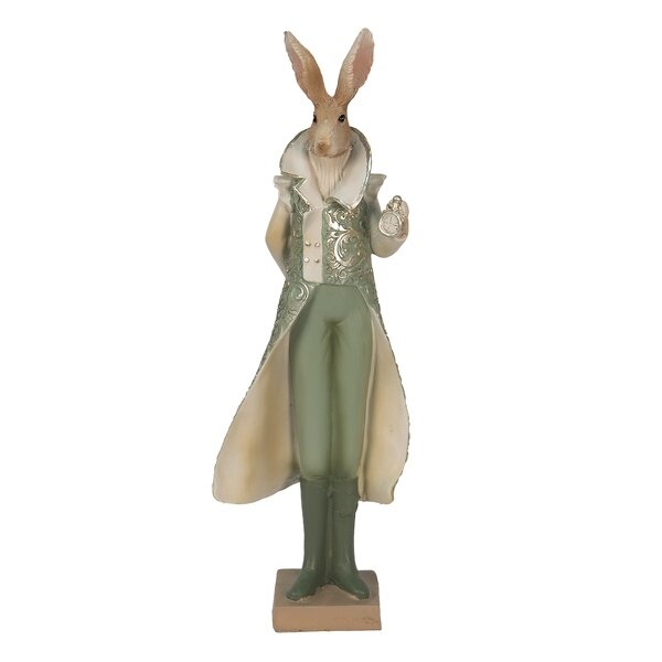 6PR3591 Clayre & Eef Figur Hase edel 33 cm grün Polyresin Osterdeko