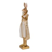 6PR3602 Clayre & Eef Figur Hase edel 33 cm weiß/goldfarbig Polyresin Osterdeko