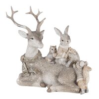 6PR4651 Clayre & Eef Figur Tiere / Hirsch 16 cm grau...