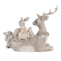 6PR4651 Clayre & Eef Figur Tiere / Hirsch 16 cm grau Winterdekoration