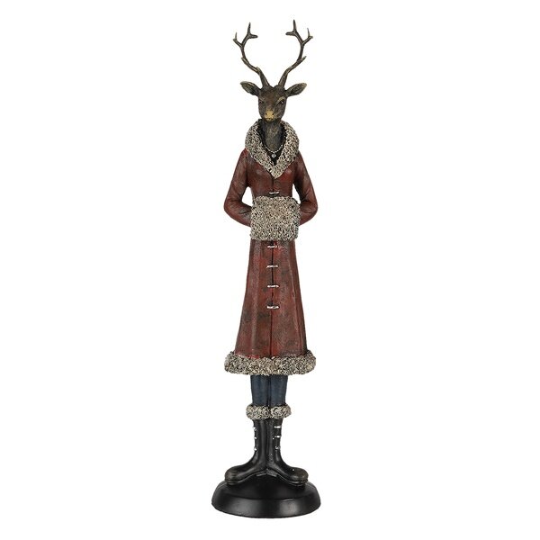 6PR4618 Clayre & Eef Figur Hirsch-Frau 35 cm rot Polyresin Weihnachtsdeko