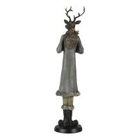 6PR4619 Clayre & Eef Figur Hirsch-Mann 36 cm grau Polyresin Weihnachtsdeko