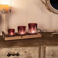 6GL4097 Clayre&Eef 3er Set Teelichthalter Glas Teelicht rot Ø10x12 / Ø9x10 / Ø7x8 cm