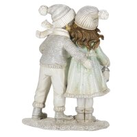 6PR4803 Clayre & Eef Figur Winterkinder 18 cm Kinder silberfarben/weiß Polyresin