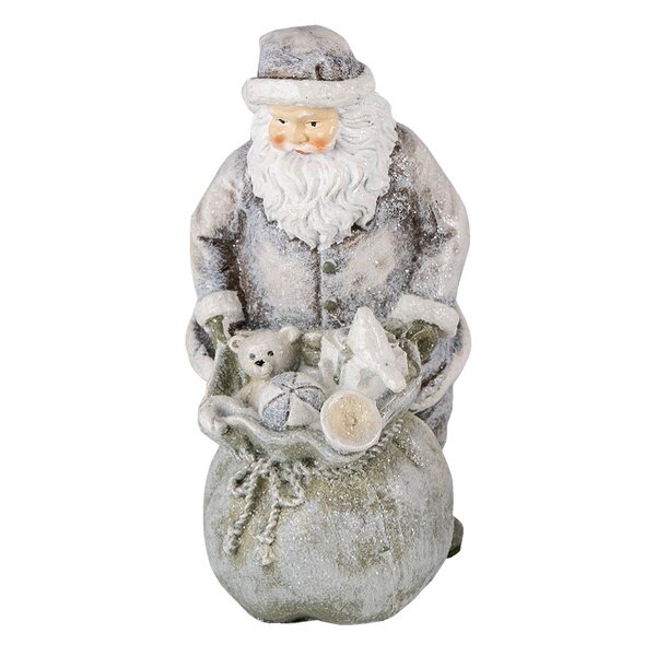 6PR4729 Clayre & Eef Figur Weihnachtsmann mit Geschenkesack Polyresin Weihnachtsdeko