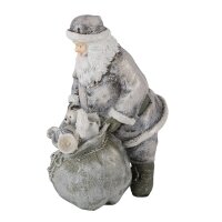 6PR4729 Clayre & Eef Figur Weihnachtsmann mit Geschenkesack Polyresin Weihnachtsdeko