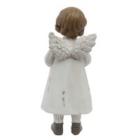 6PR1133 Clayre & Eef Figur Engel mit Schaukelpferd weiß 14 cm Polyresin Weihnachtsdeko