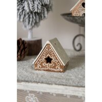 6CE1744 Teelichthalter Lebkuchenhaus 8x8x8 cm Braun Porzellan Halter für Teelicht