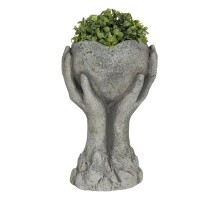 6TE0318S Clayre & Eef Blumentopf Herz Innenblumentopf 16 x 10 x 26 cm grau Stein