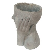 6TE0410L Clayre & Eef Blumentopf Kopf Innenblumentopf 16 x 16 x 22 cm grau Stein