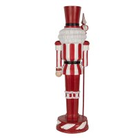 5PR0125 Clayre & Eef Große Standfigur Nussknacker / Soldat Polyresin 61 cm rot/weiß