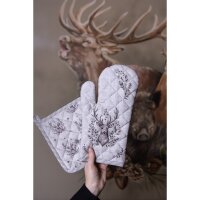 GTW44 Clayre & Eef Ofenhandschuh Hirsch Motive beidseitig 100% Baumwolle
