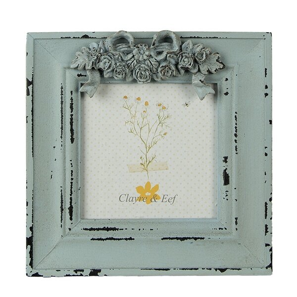 2F0880 Clayre & Eef Shabby Bilderrahmen / Fotorahmen Holz grün für Foto 10 x 10 cm