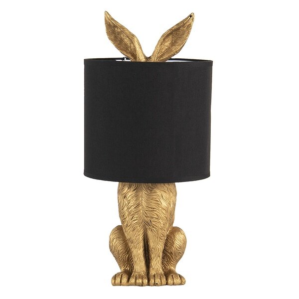6LMC0013GO Clayre & Eef Tischlampe Hasenlampe Polyresin 43 Gold/Schwarz