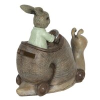 6PR3302 Clayre & Eef Spardose Hase im Schneckenauto braun/grau Polyresin Osterdeko
