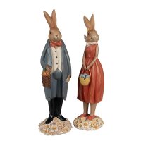 6PR5037 Clayre & Eef Figur Hase 34 cm blau Polyresin Osterdeko