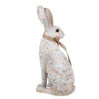 6PR5152 Clayre & Eef Figur Hase mit Schleife 26 cm grau Polyresin Steinoptik