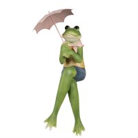 6PR4019 Clayre & Eef Figur Frosch mit Schirm -...
