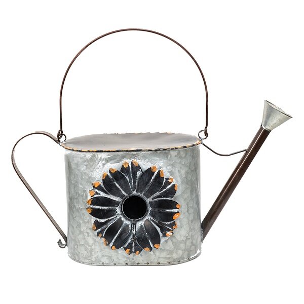 6Y4858 Clayre & Eef Vogelhaus Giesskanne hängend grau aus Metall 48 x 20 x 28/40 cm