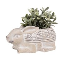 6TE0543 Clayre & Eef Blumentopf Kaninchen Hase 30x17x13 cm beige Stein